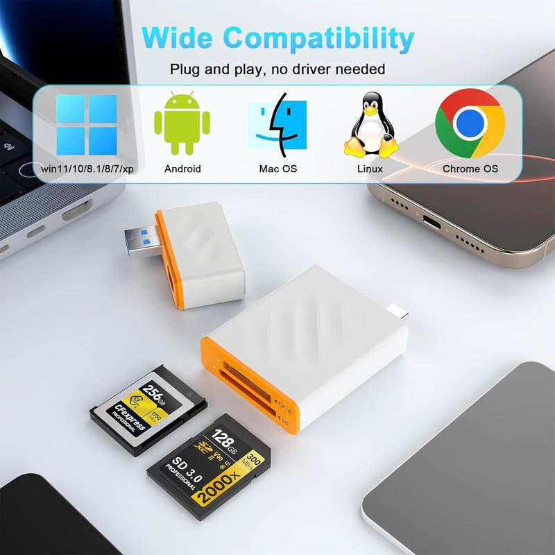 NÖRDIC USB-A, USB-C 3.0 Kortläsare 2 Slot CFexpress Type A, SD3.0 UHS-I
