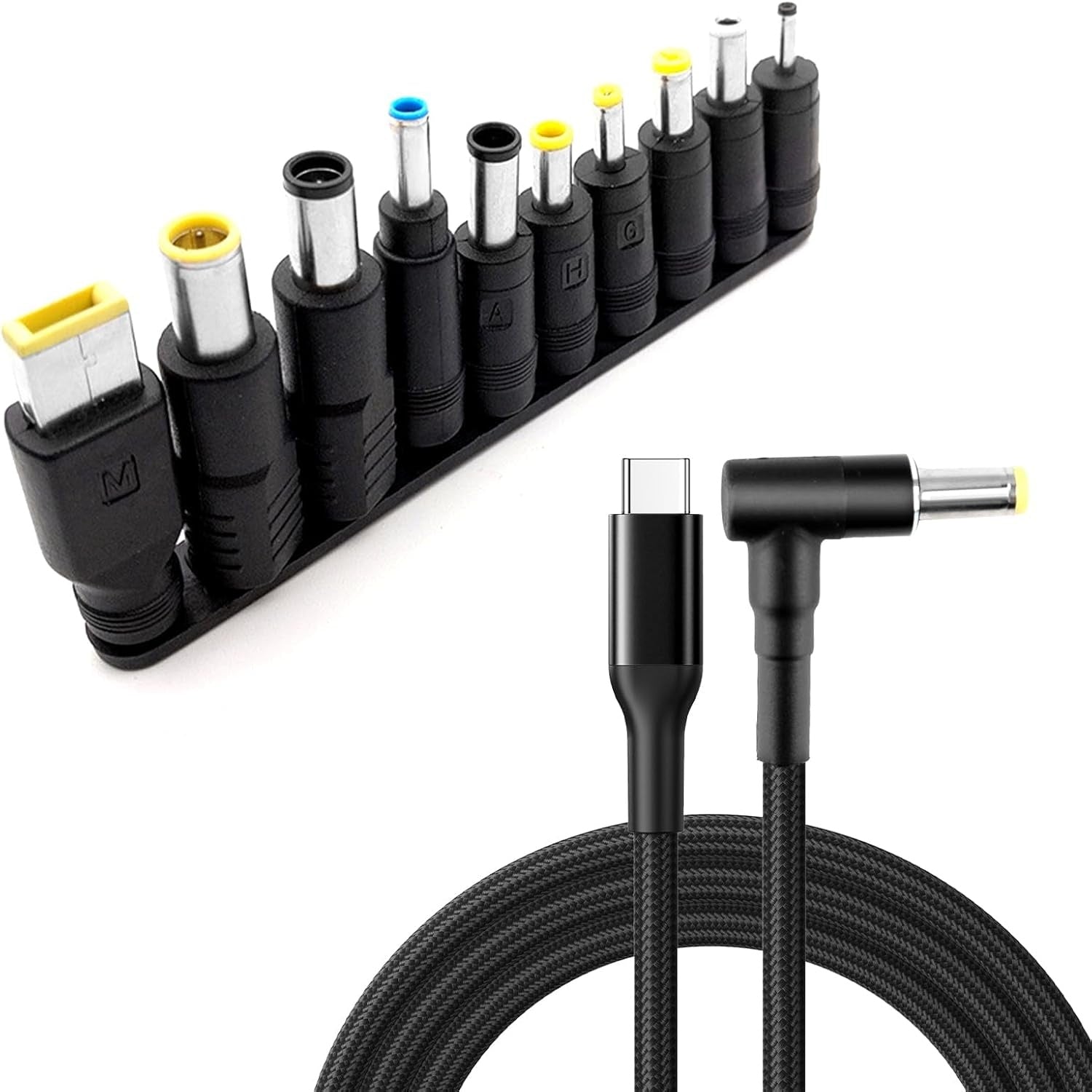 NÖRDIC USB‑C till DC‑strömkabel med 10st adaptrar 1.8m 100W