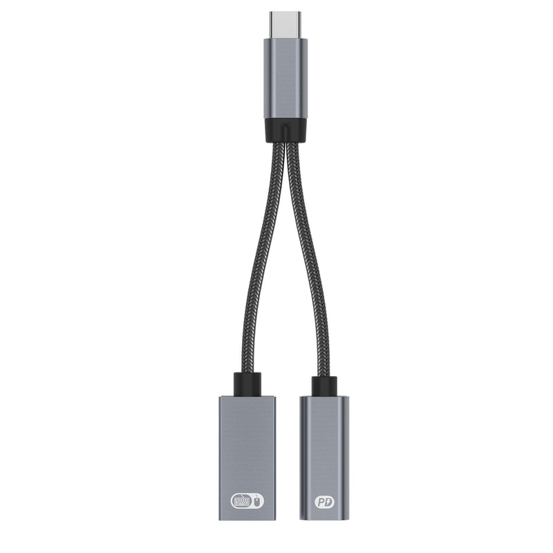 NÖRDIC USB-C hub 2 portar 1x USB-A 2.0 1x USB-C PD 3.0 60W