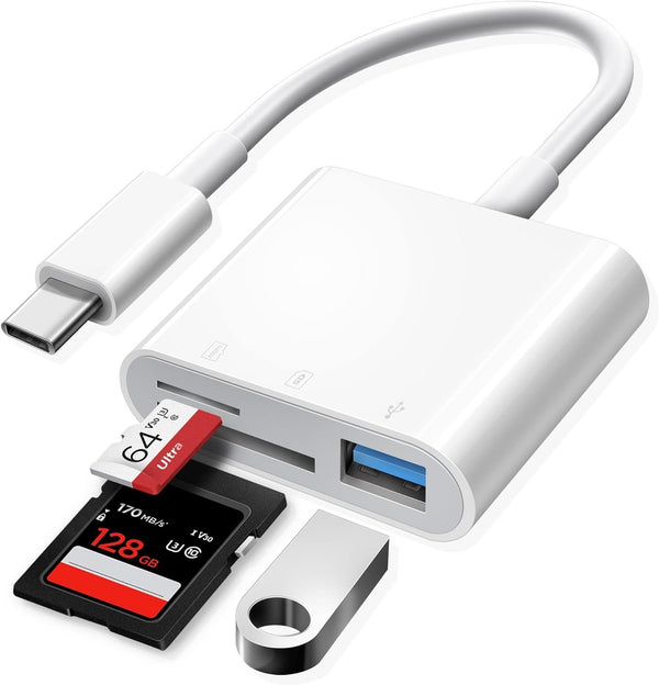 NÖRDIC USB-C kortläsare UHS-I SD/Micros SD USB-A 3.0