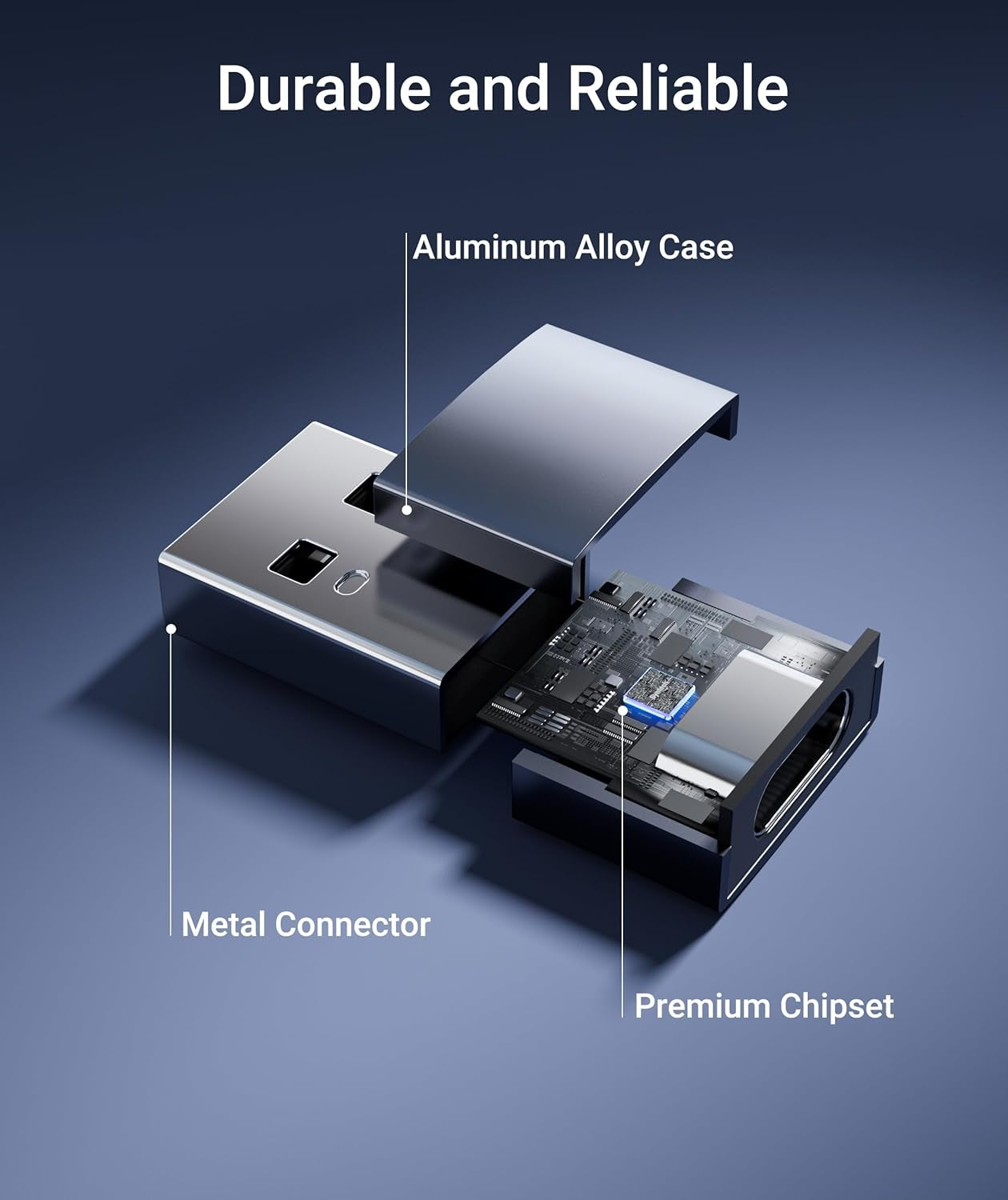 NÖRDIC USB C till OTG USB A mini adapter metal svart