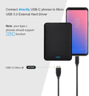 NÖRDIC USB C till USB Micro B kabel 2m, 3.2 Gen 1 för extern hårddisk