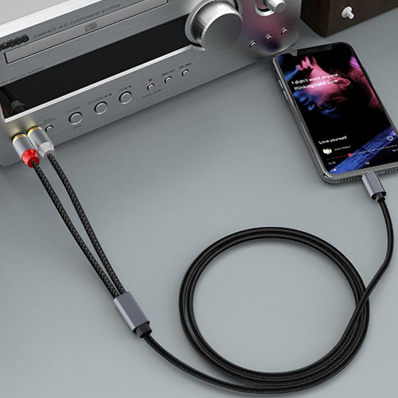 NÖRDIC USB-C till RCA kabel 1,2m för ljud