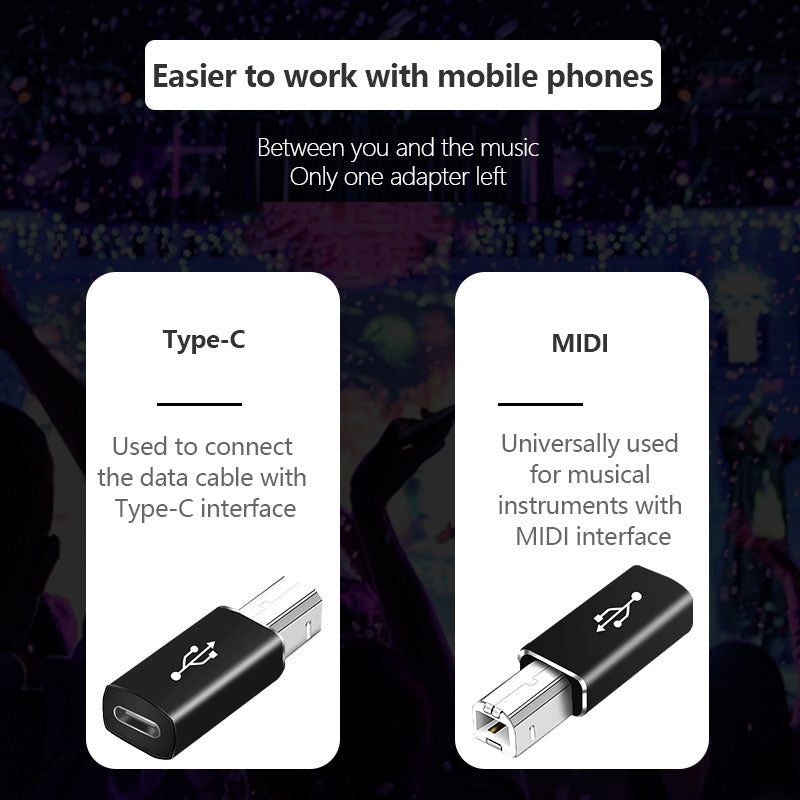 NÖRDIC USB-C till USB B adapter för skrivare och MIDI enheter Stödjer Data Synk