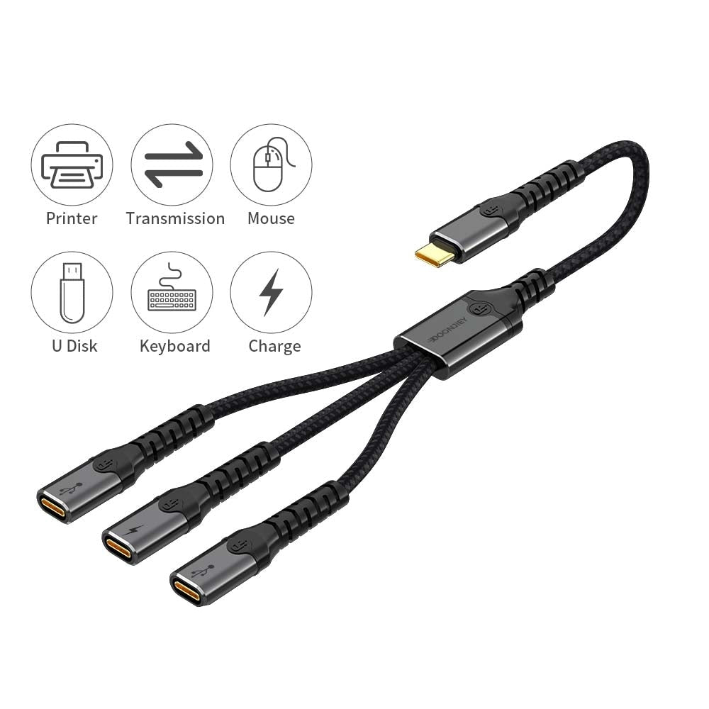 NÖRDIC USB-C Hubb till 1xUSB-C PD60W och 2xUSB-C