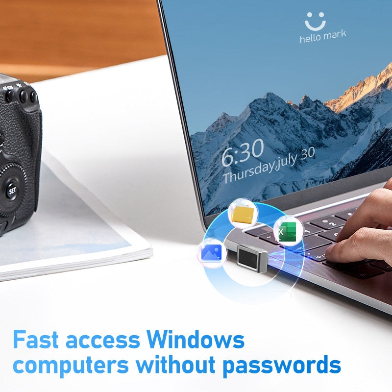 NÖRDIC USB Windows Hello Fingeravtrycksläsare för Windows 11/10, Säkerhetsenhet för inloggning på datorer, Säkerhetslås