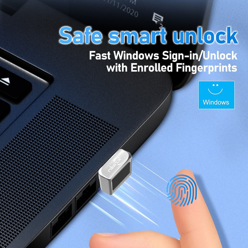 NÖRDIC USB Windows Hello Fingeravtrycksläsare för Windows 11/10, Säkerhetsenhet för inloggning på datorer, Säkerhetslås