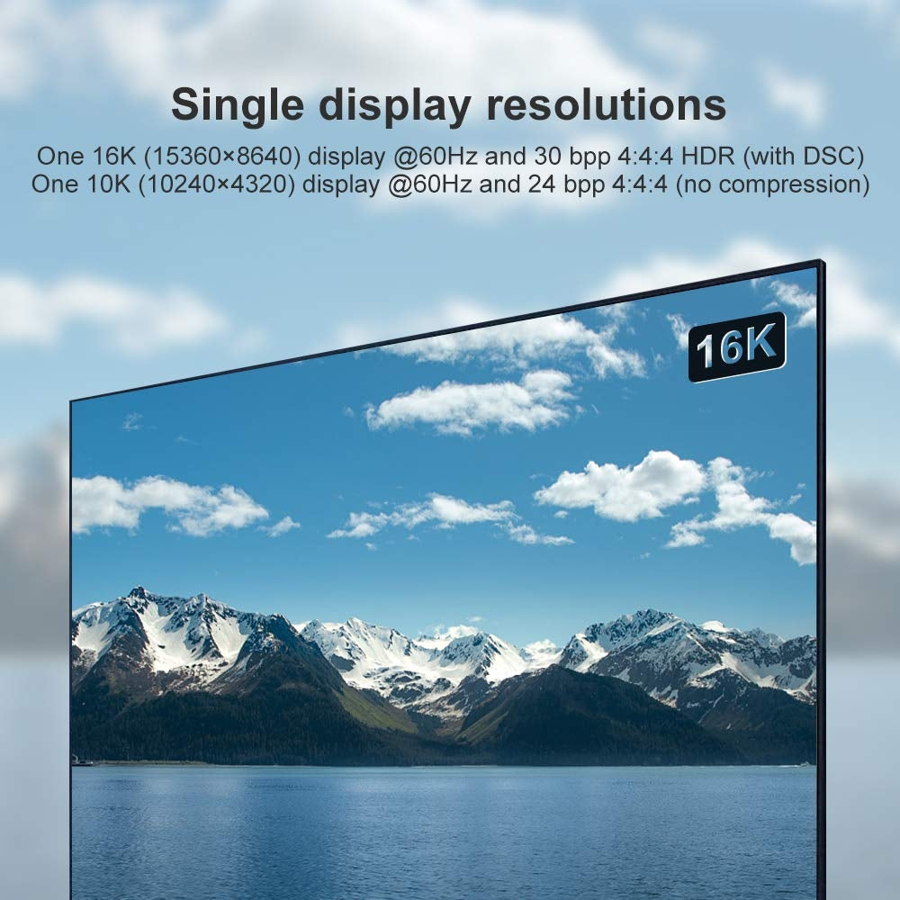NÖRDIC VESA CERTIFIED 2m nylonflätad Displayport 2.1 kabel DP80 UHBR20 80Gbps 16/10/8K60H 4K240/165/144Hz DSC1.2a HDR HDCP2.2 FreeSync G-Sync