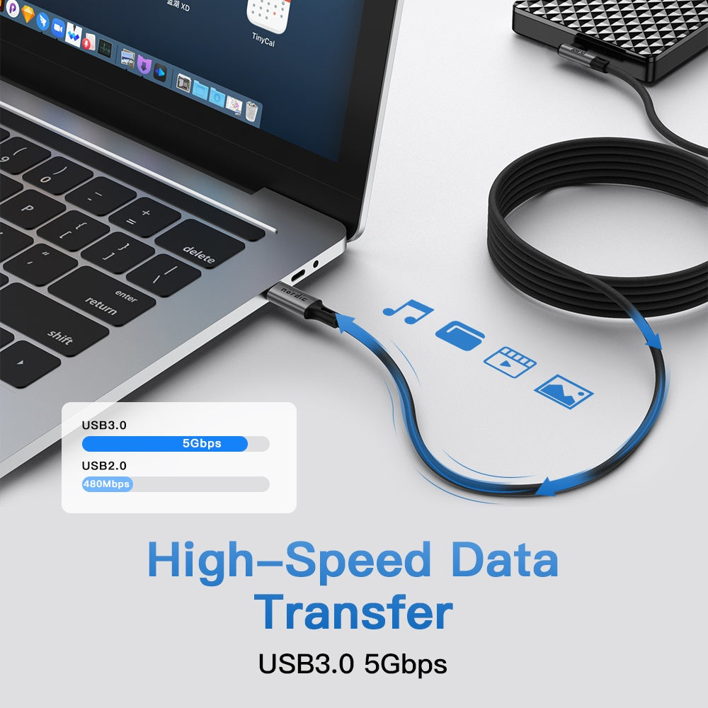 5 m USB-C till USB-C VR Link-kabel med 20Gbps, 100W laddning och 4K 60Hz för Quest 2 och andra VR-headset.