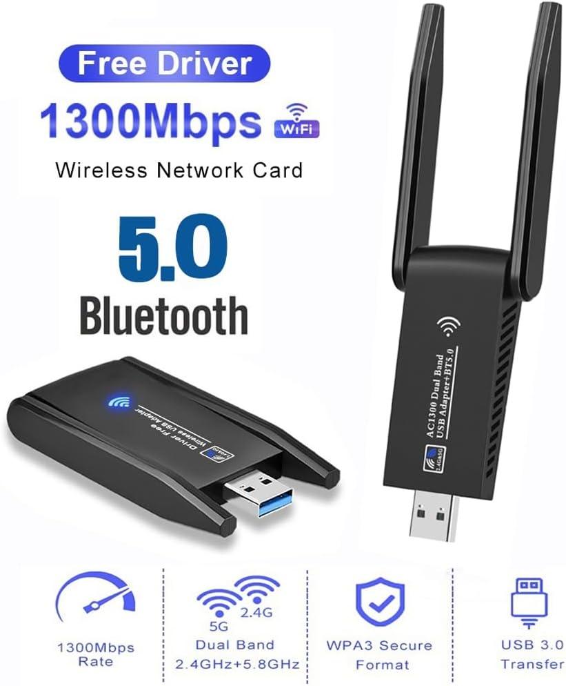 NÖRDIC WIFI6 Bluetooth 5.0 trådlös USB3.0 adapter Dual Band 2.4/5.8Ghz 1300Mbps