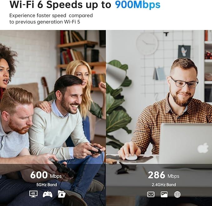 NÖRDIC WIFI6 Bluetooth 5.3 trådlös adapter Dual band 2.4/5.8GHz