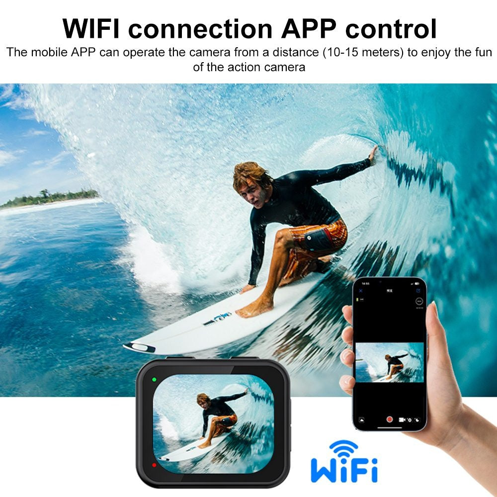 NÖRDIC Vattentät 4K Actionkamera 21 m med WiFi, EIS stabilisering och 2,1" IPS-skärm