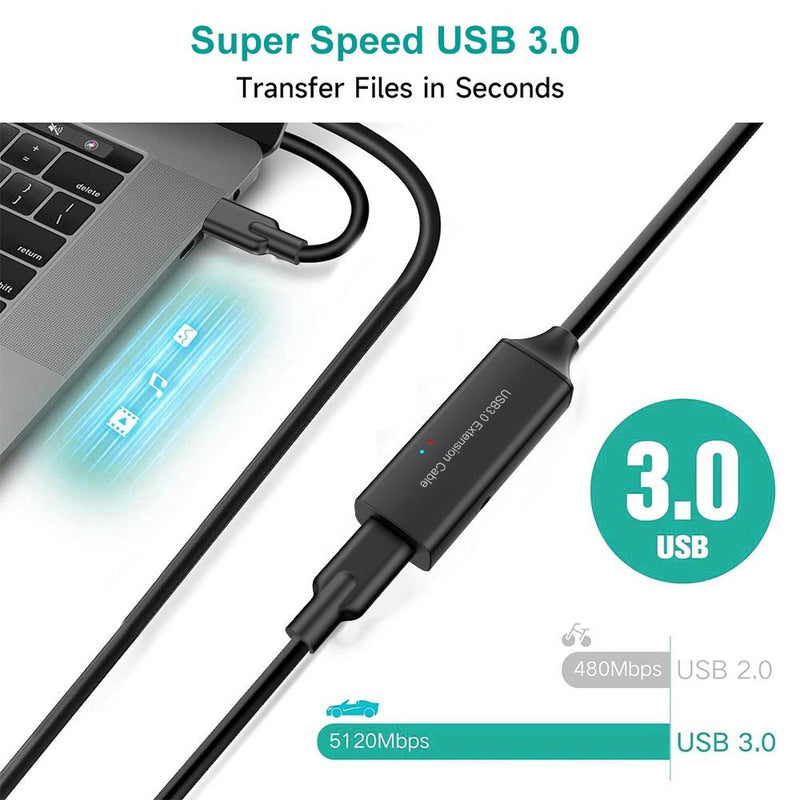 NÖRDIC aktiv 5m USB-C 3.0 SuperSpeed 5Gbps förlängningskabel hane till hona