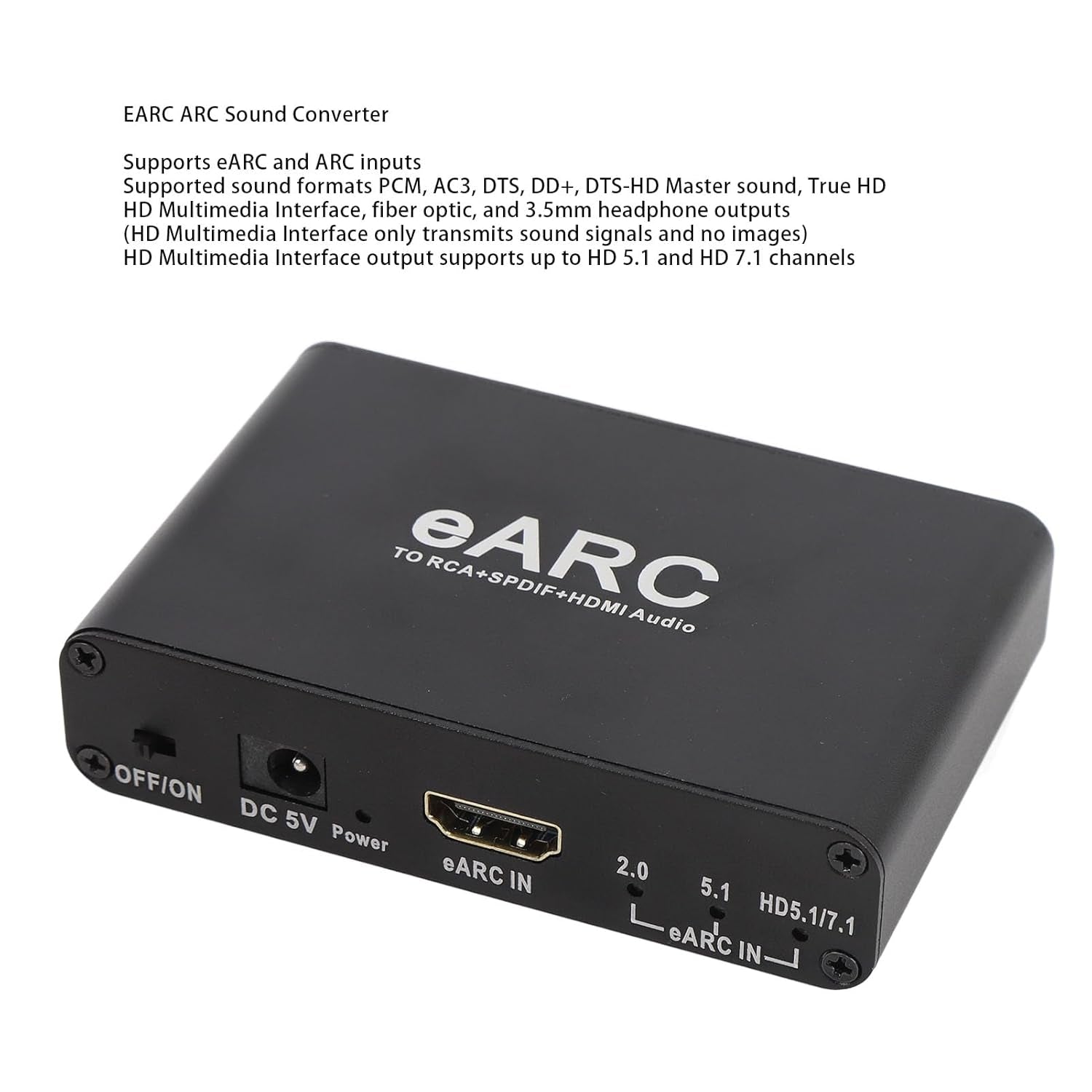 NÖRDIC eARC/ARC HDMI Ljud-Extractor, 24 bit 192 kHz volymkontroll, HDMI, RCA, optisk och 3,5 mm ljudutgång, för HDTV, högtalare och förstärkare