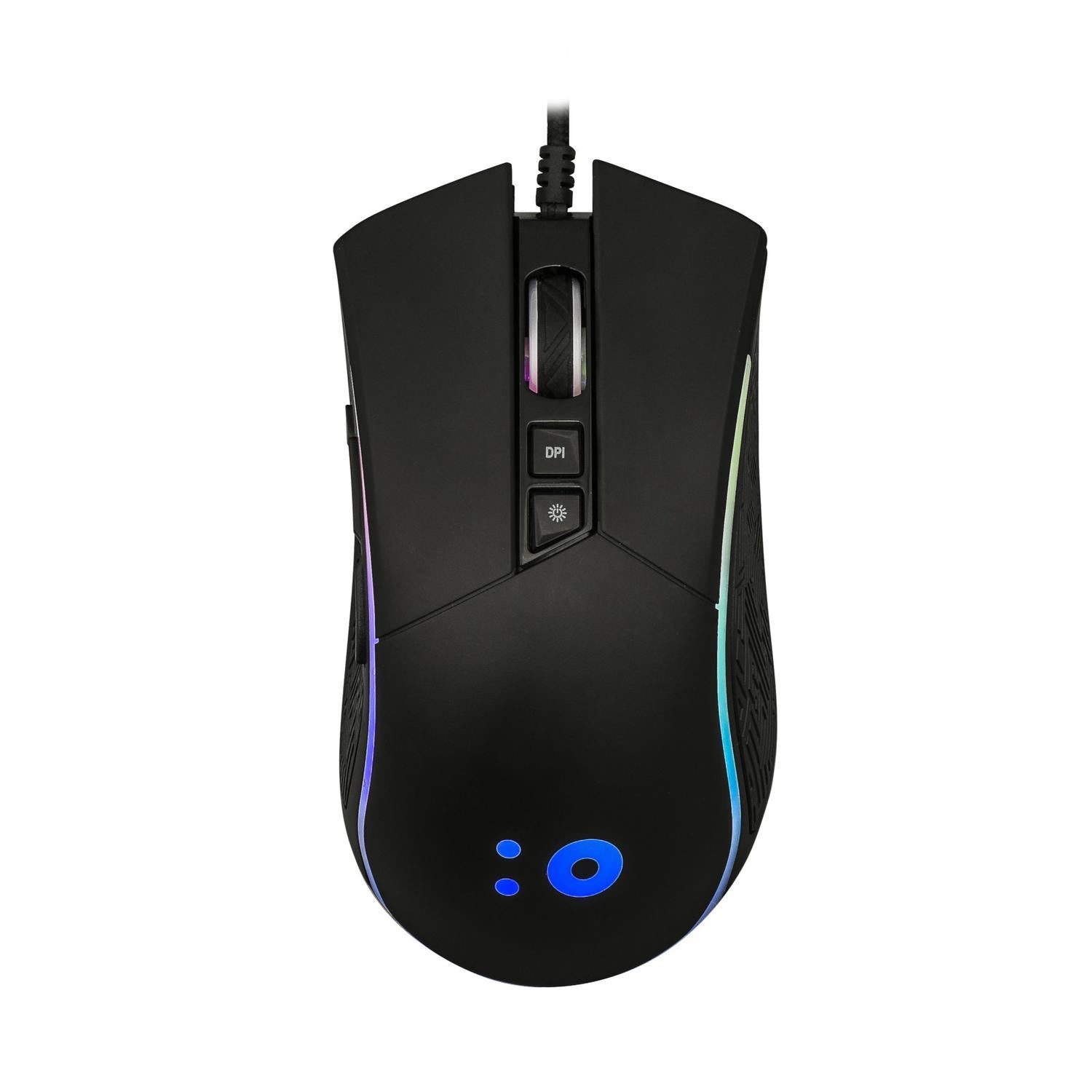 NÖRDIC trådad RGB USB mus 800-6400 DPI 8 knappar svart