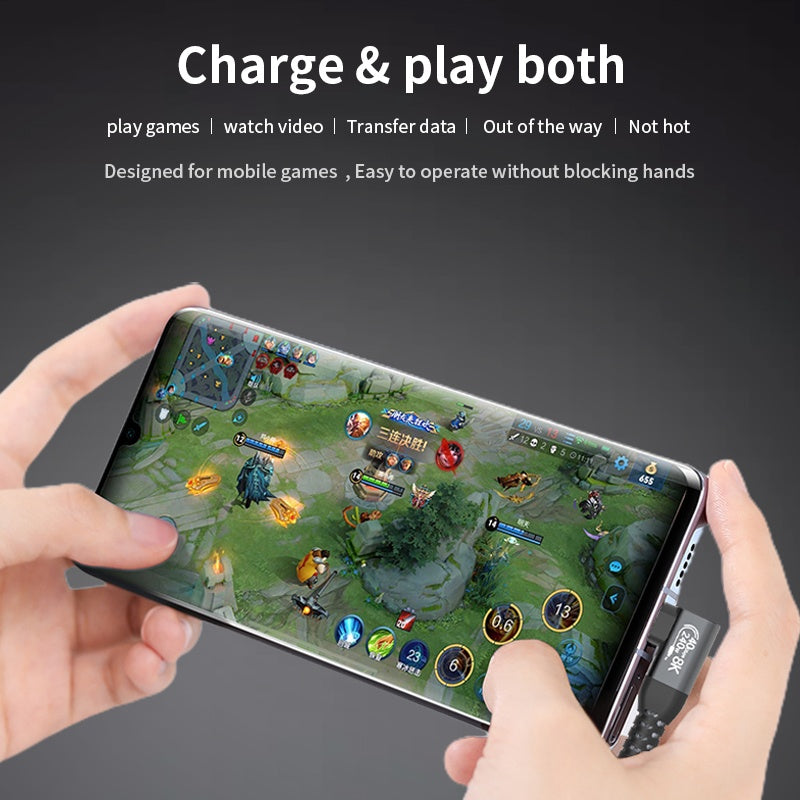 NÖRDIC vinklad 1m USB4 USB-C till C nylonflätad kabel PD3.1 240W 40G 8K60Hz 4K144Hz grå