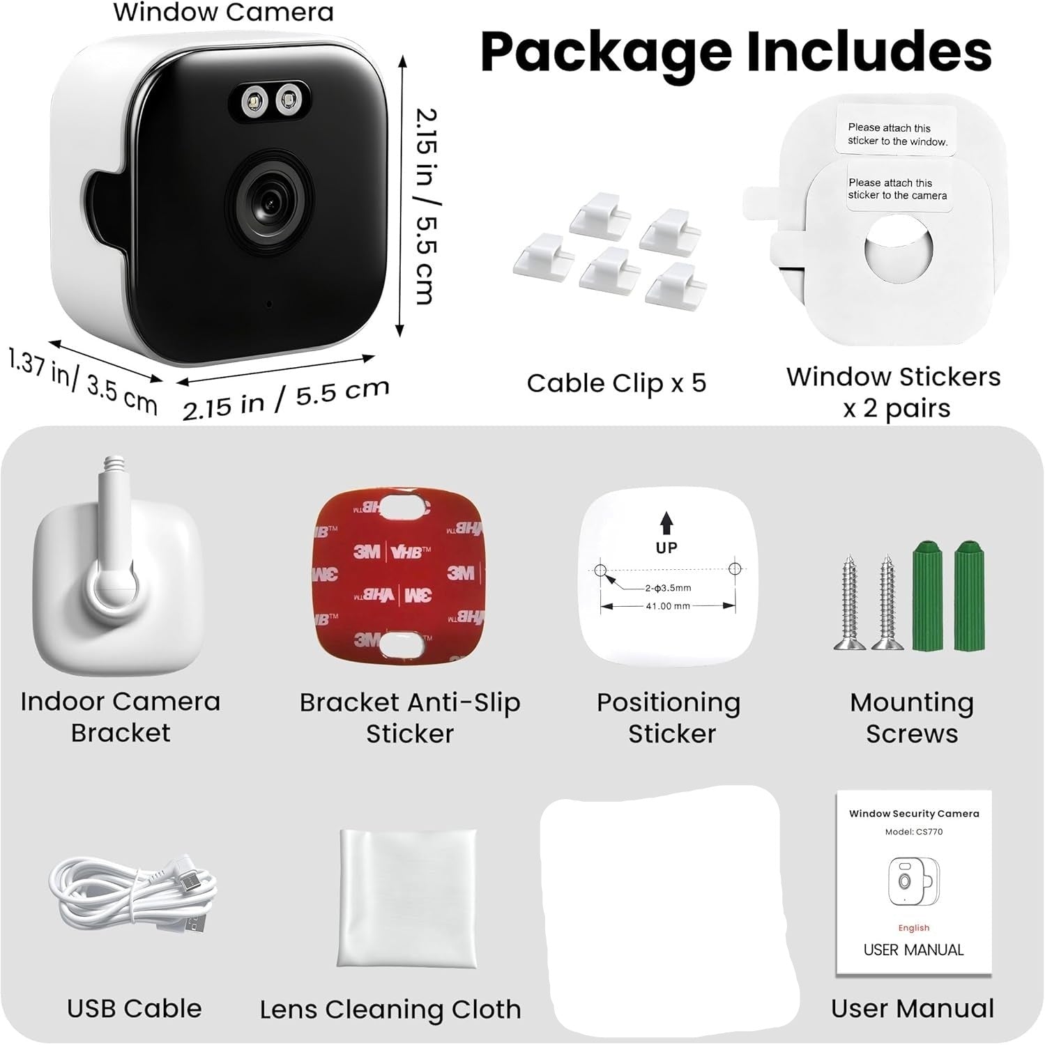 NÖRDIC 2K Övervakningskamera, WiFi kompatibel inomhus med 32GB SD-kort, 5GHz & 2.4GHz stöd för AI Starlight Color Night Vision, AI Person &  Rörelsedetektion