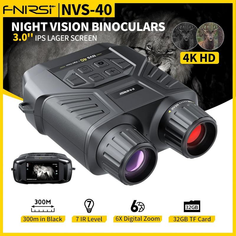 NVS-40 Kikare 4K HD med mörkerseende 6x digital zoom 300m jakt camping kikarsikte klocka observera objekt