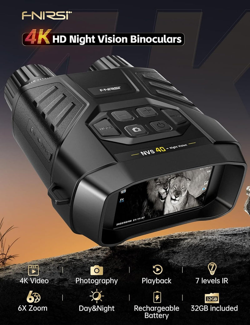 NVS-40 Kikare 4K HD med mörkerseende 6x digital zoom 300m jakt camping kikarsikte klocka observera objekt