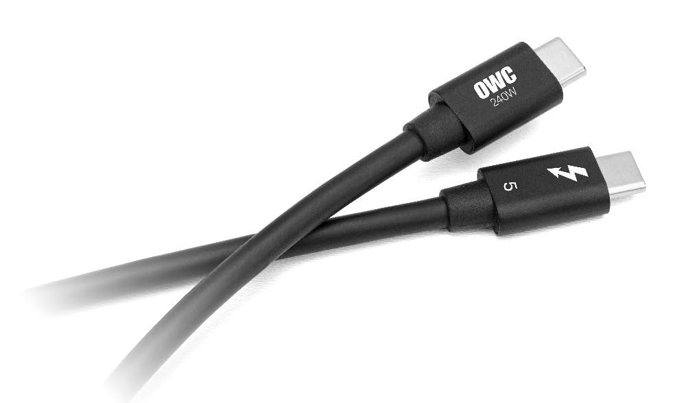 OWC 80cm Thunderbolt 5 Certified USB-C kabel 120G 240W 8K60Hz Kompatibel med Thunderbolt 4, USB4 och USB-C, Svart