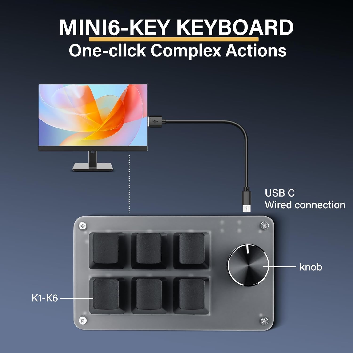 Programmable Keyboard USB Mini 6 Keys 1 Button Mechanical OSU Gaming Keyboard RGB DIY Multifunction Keyboard Compatible with Mac OS Windows