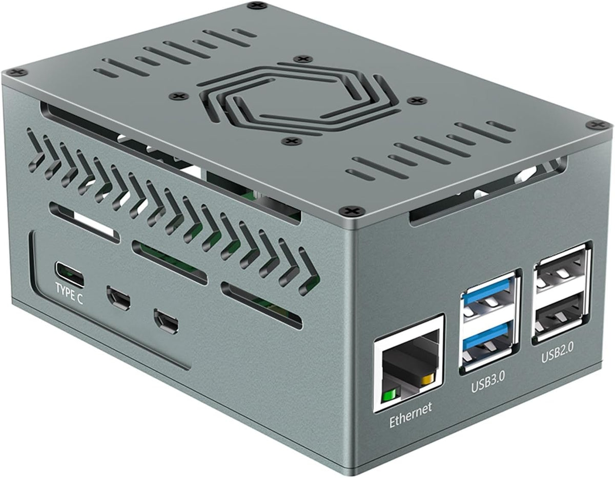 Raspberry Pi 5 Aluminum Enclosure Case With PWM Fan Heatsinks