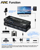 NÖRDIC HDMI2.0 Switch 4 till 1 med Audio Extractor och ARC, 4K60Hz, HDCP2.2, 7.1 Surround, RGB 8:8:8