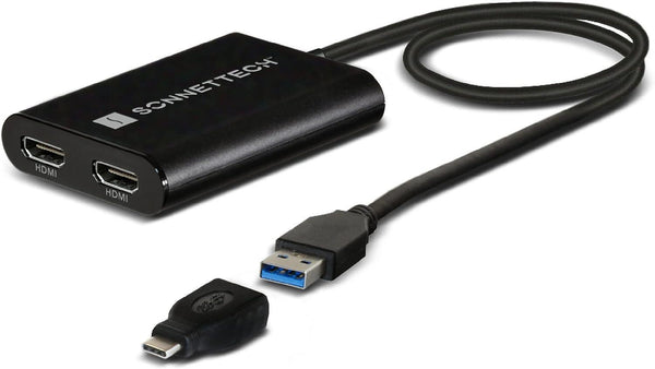 Sonnet USB-A och USB-C Dual 4K HDMI 2.0 Displaylink Adapter for Laptop and  M1/M2 Macs