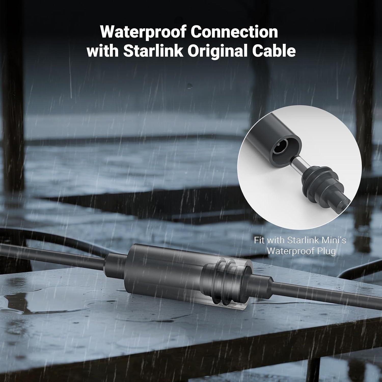 Starlink Mini DC Extension Cable 22 cm, Waterproof Power Cable Adapter, Female to Male