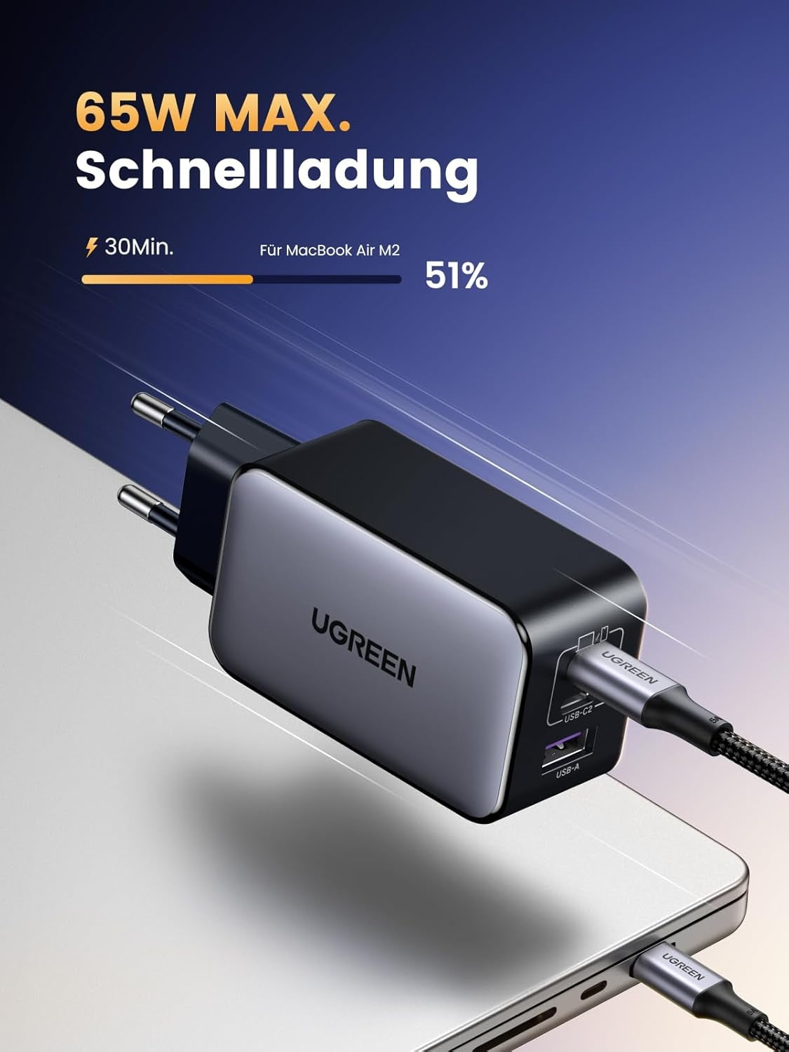 UGREEN Nexode 65W USB-C 3-Port PD Charger Supports PPS GaN II