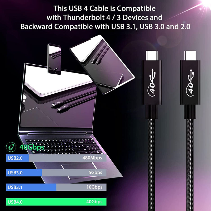 NÖRDIC USB4 kabel 50cm 40Gbps data 8K video PD 100W kompatibel med Thunderbolt 3