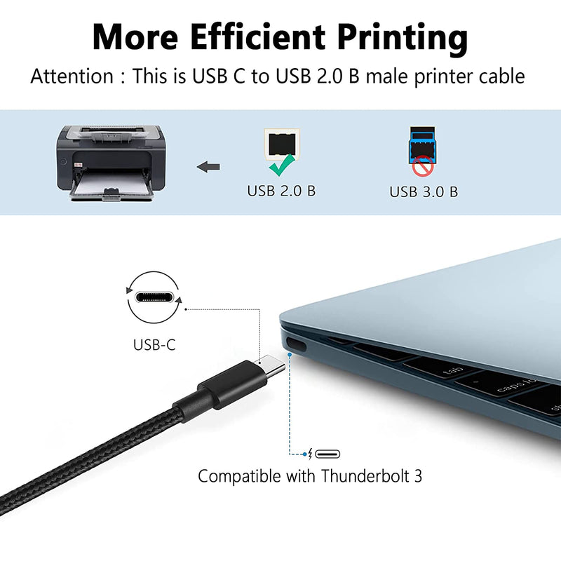 NÖRDIC USB-C 2.0 till USB 2.0 B datakabel 2m USB skrivarkabel