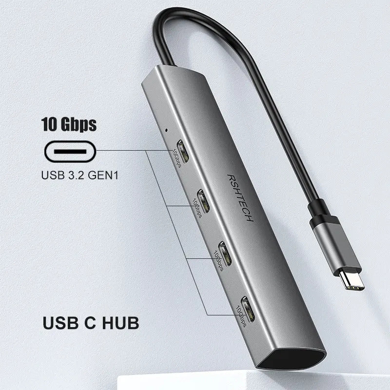 NÖRDIC Gen2 3.2 USB-C 4ports Powered Hubb 10Gbps 1m kabel 4xUSB-C