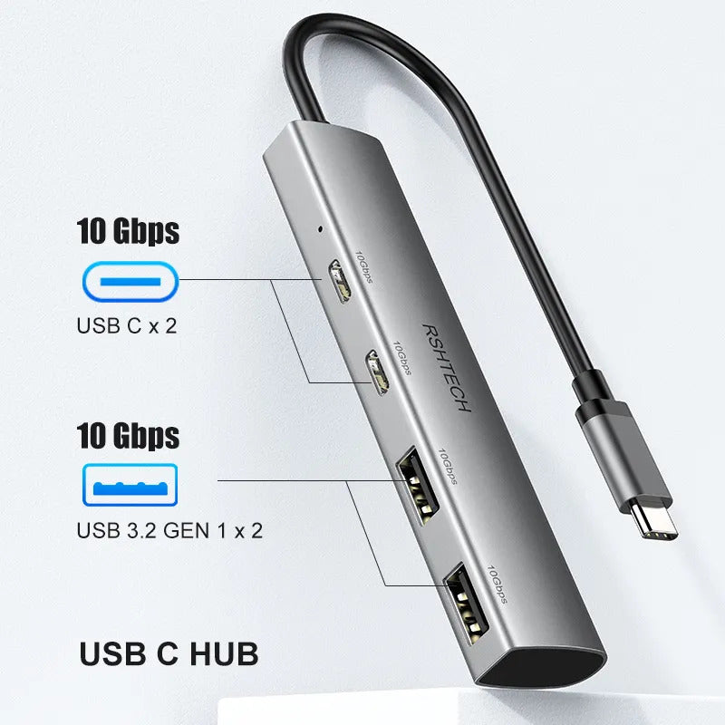 NÖRDIC Gen2 3.2 USB-C 4ports Hubb 10Gbps 1m kabel 2xUSB-A 2xUSB-C
