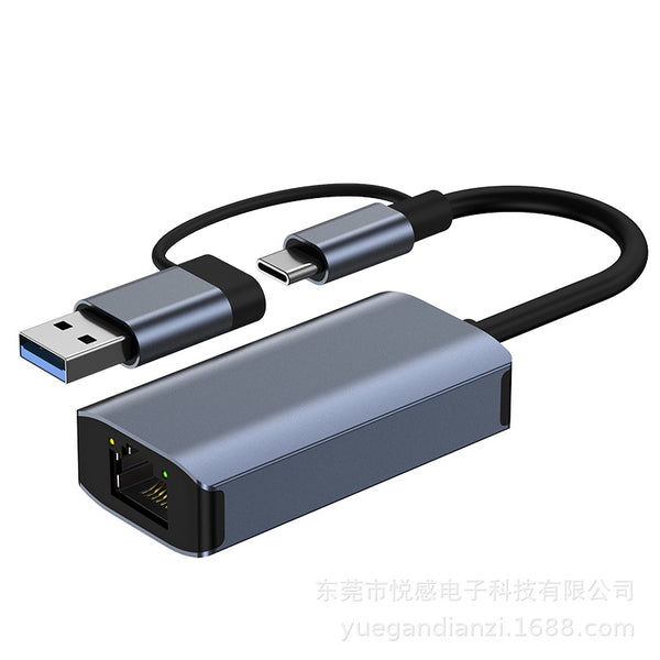 NÖRDIC USB-A och C 3.1 till Giga Ethernet Nätverksadapter USB-A och USB-C Space Grey Aluminium RTL8153