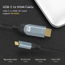 NÖRDIC 3m USBC till HDMI 4K 60Hz nylonflätad kabel space grey stöd för HDCP1.4 och 2.2