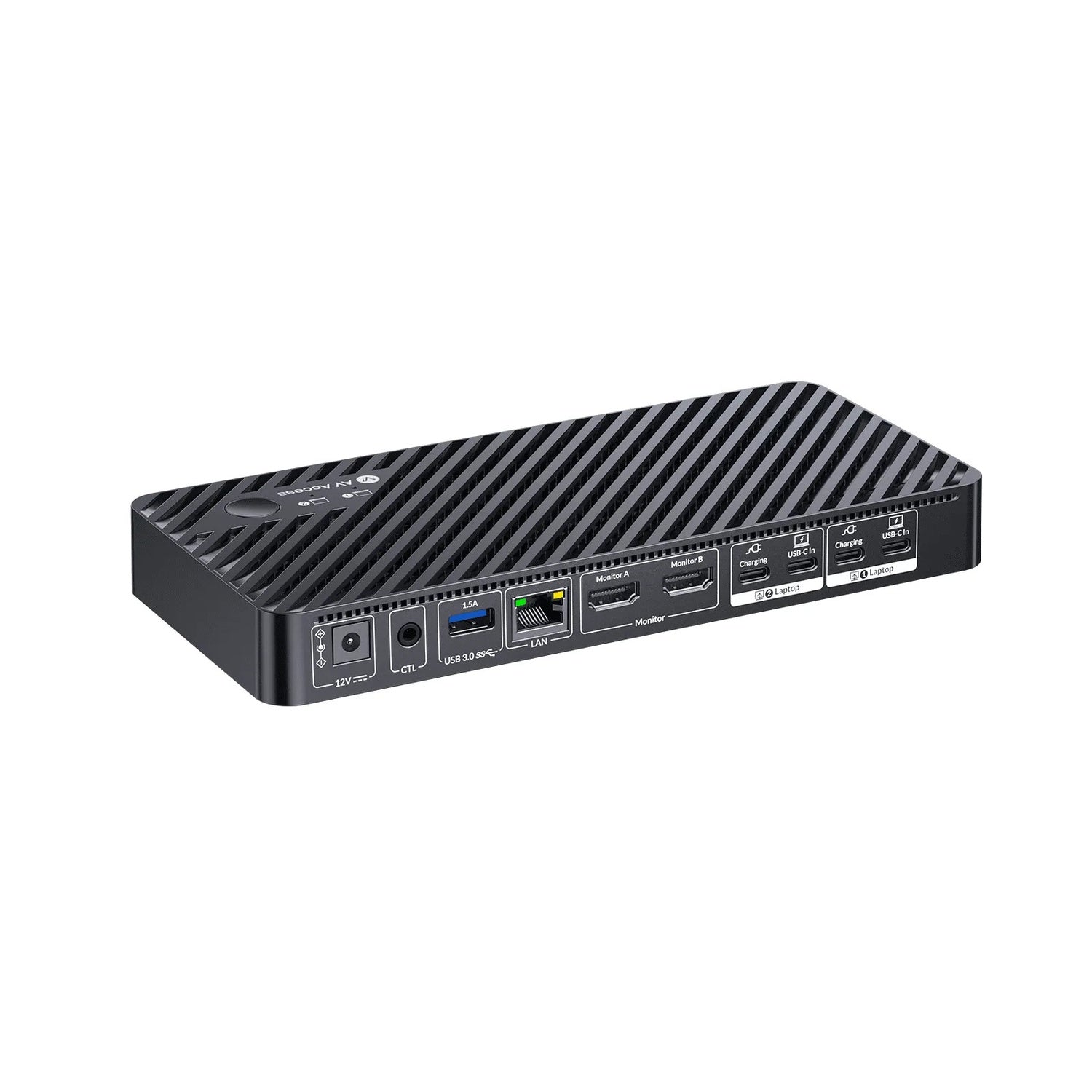 AV Access KD-E20 USB-C KVM Dockningsstation för 2 Laptops, Dual 4K-skärm, 11-i-1 med 100W PD, 1Gbps LAN & EDID-emulering