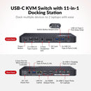 USB-C KVM Dockningsstation för 2 Laptops, Dual 4K-skärm, 11-i-1 med 100W PD, 1Gbps LAN & EDID-emulering