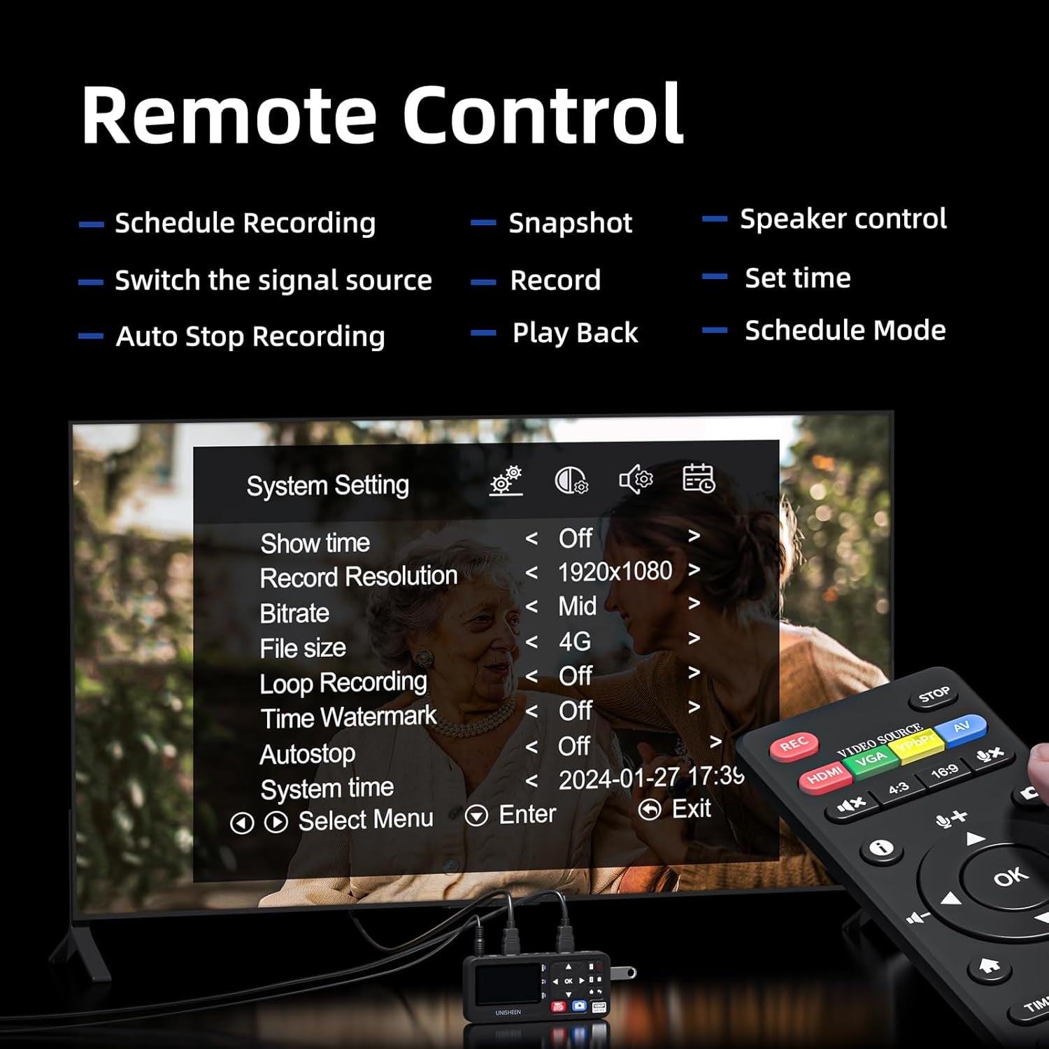 Video till Digital Omvandlare 4K HDMI/CVBS/VGA/YPBPR Input Video-inspelare från VCR, DVD, VHS, Hi8, videokameror 4K inspelning 1080P 60FPS