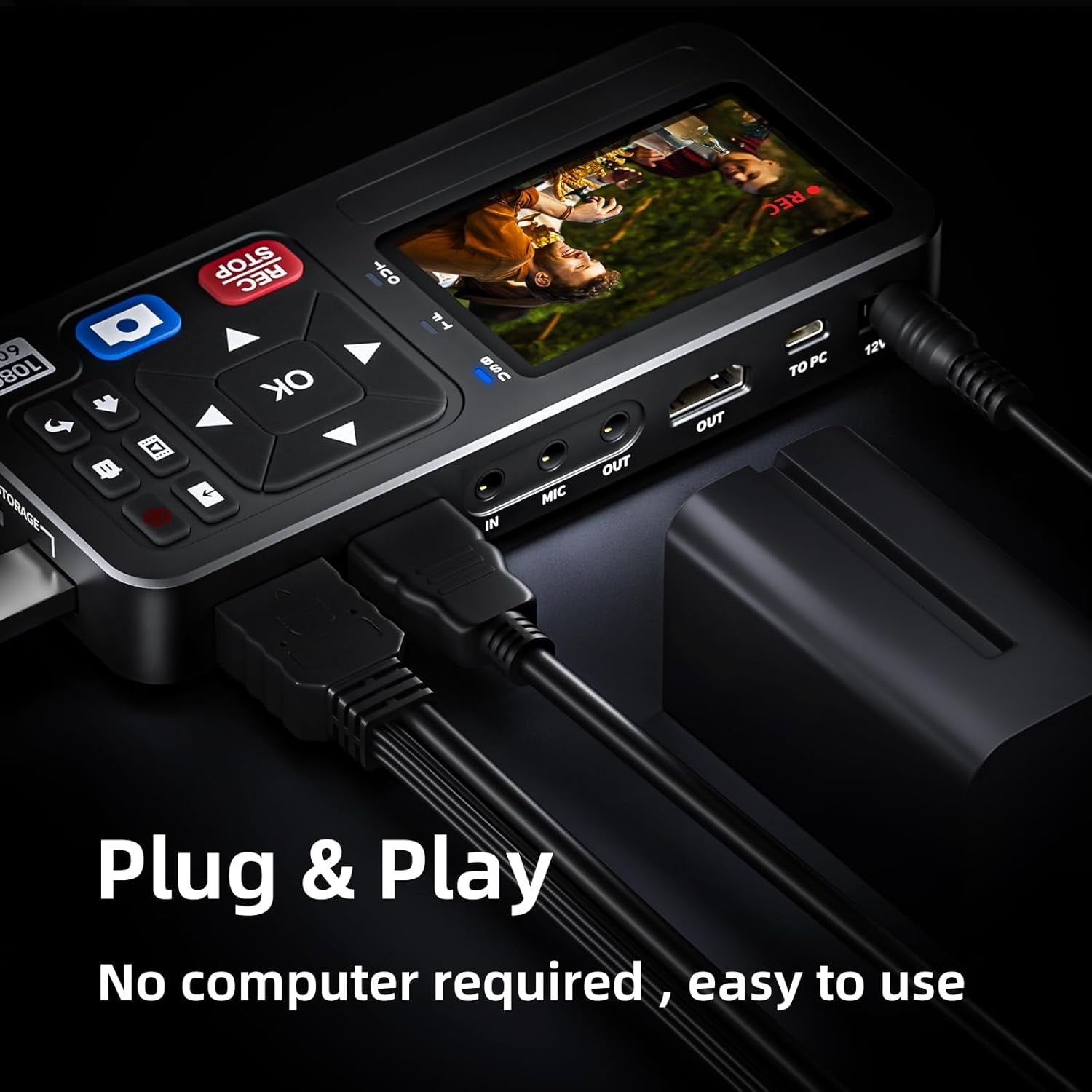 Video till Digital Omvandlare 4K HDMI/CVBS/VGA/YPBPR Input Video-inspelare från VCR, DVD, VHS, Hi8, videokameror 4K inspelning 1080P 60FPS