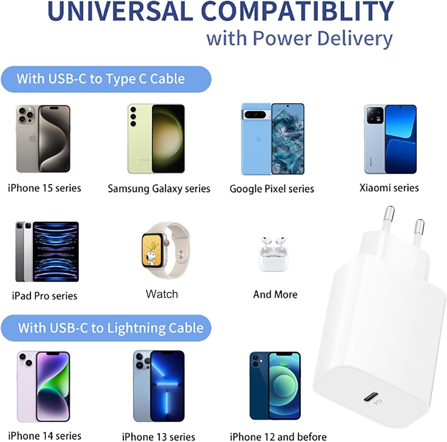 Väggladdare USB-C 3A PD 20W