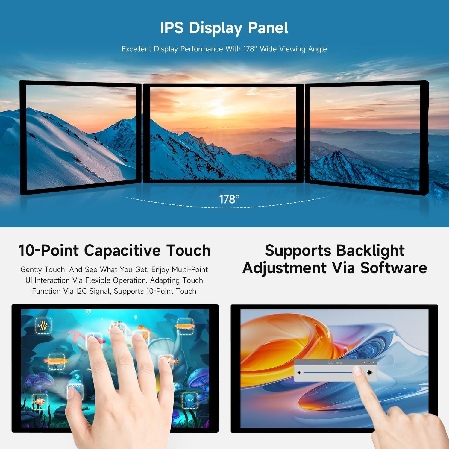 Waveshare 10,1" DSI Touchskärm, 800 x 1280, IPS-panel, Optical Bonding härdat glas, för Raspberry Pi/RK3576/RK3506/ESP32-P4