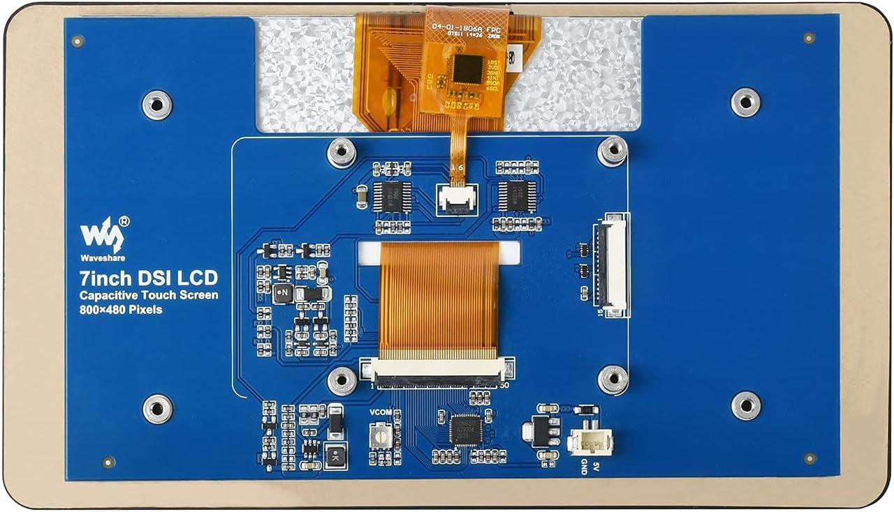 Waveshare 7-tums pekskärm för Raspberry Pi 5, 4B, Raspberry Pi 3B+/3B/3A+, CM3/3+/4 och VisionFive2 Core3566, 800 × 480 upplösning med DSI-gränssnitt