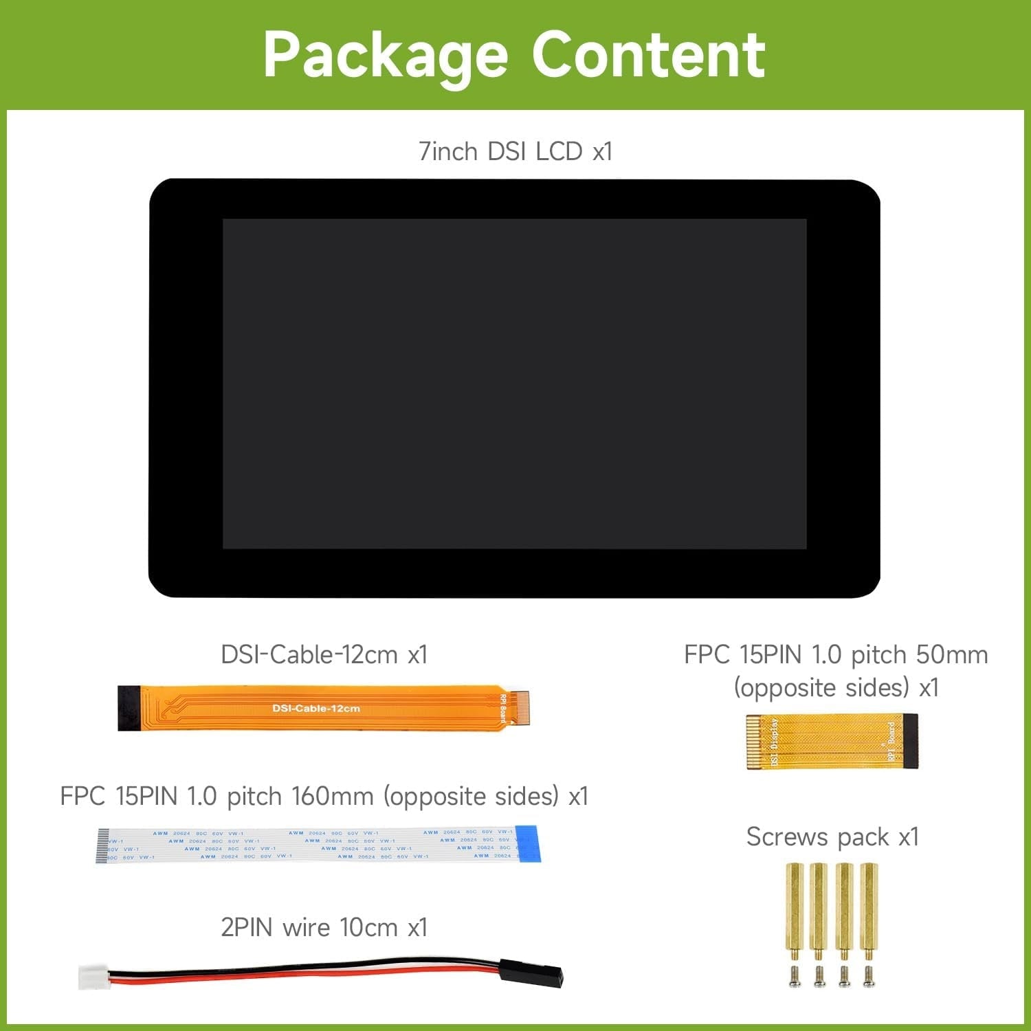 Waveshare 7-tums pekskärm för Raspberry Pi 5, 4B, Raspberry Pi 3B+/3B/3A+, CM3/3+/4 och VisionFive2 Core3566, 800 × 480 upplösning med DSI-gränssnitt