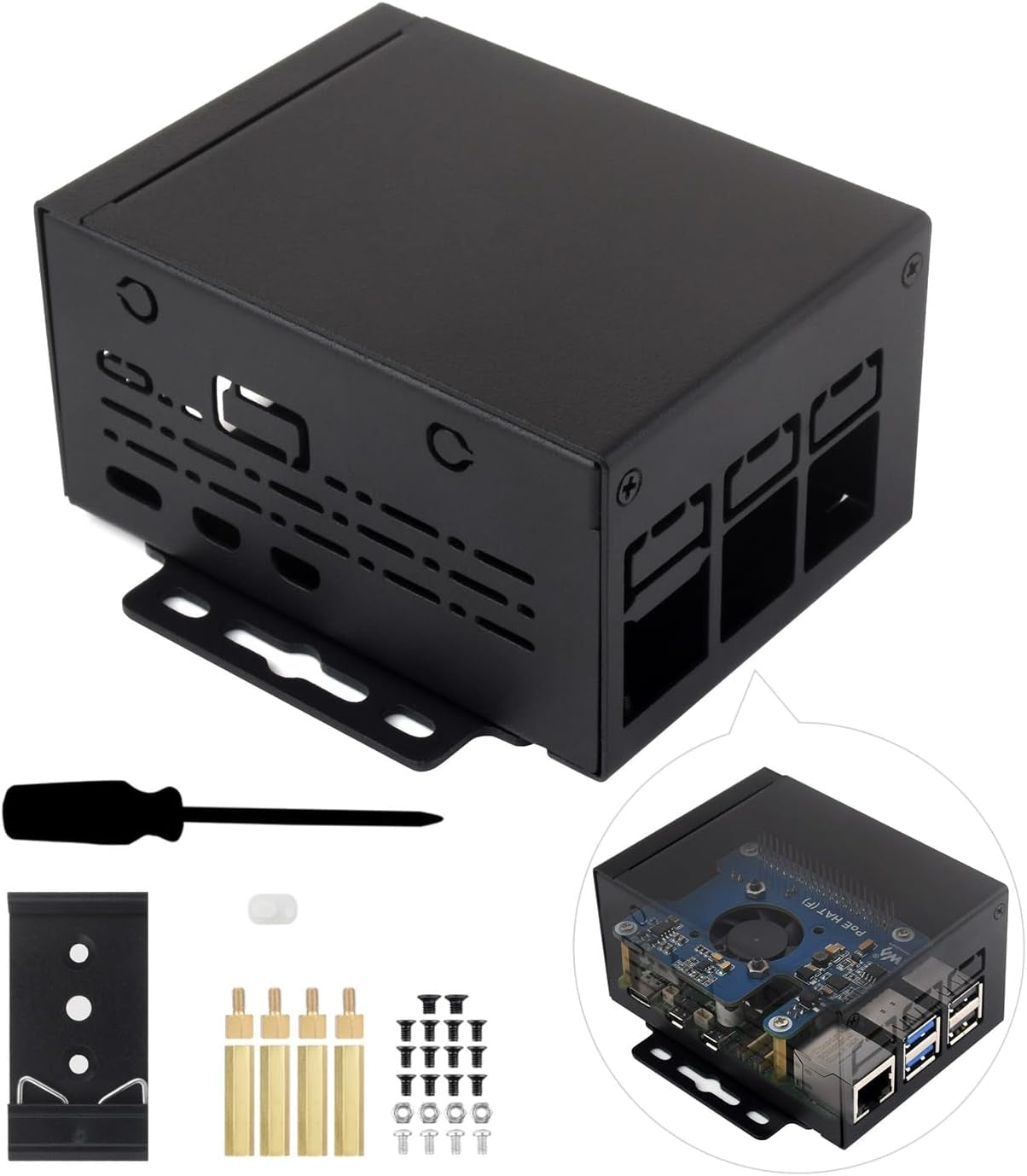 Waveshare industriellt metallchassi (D) för Raspberry Pi 5