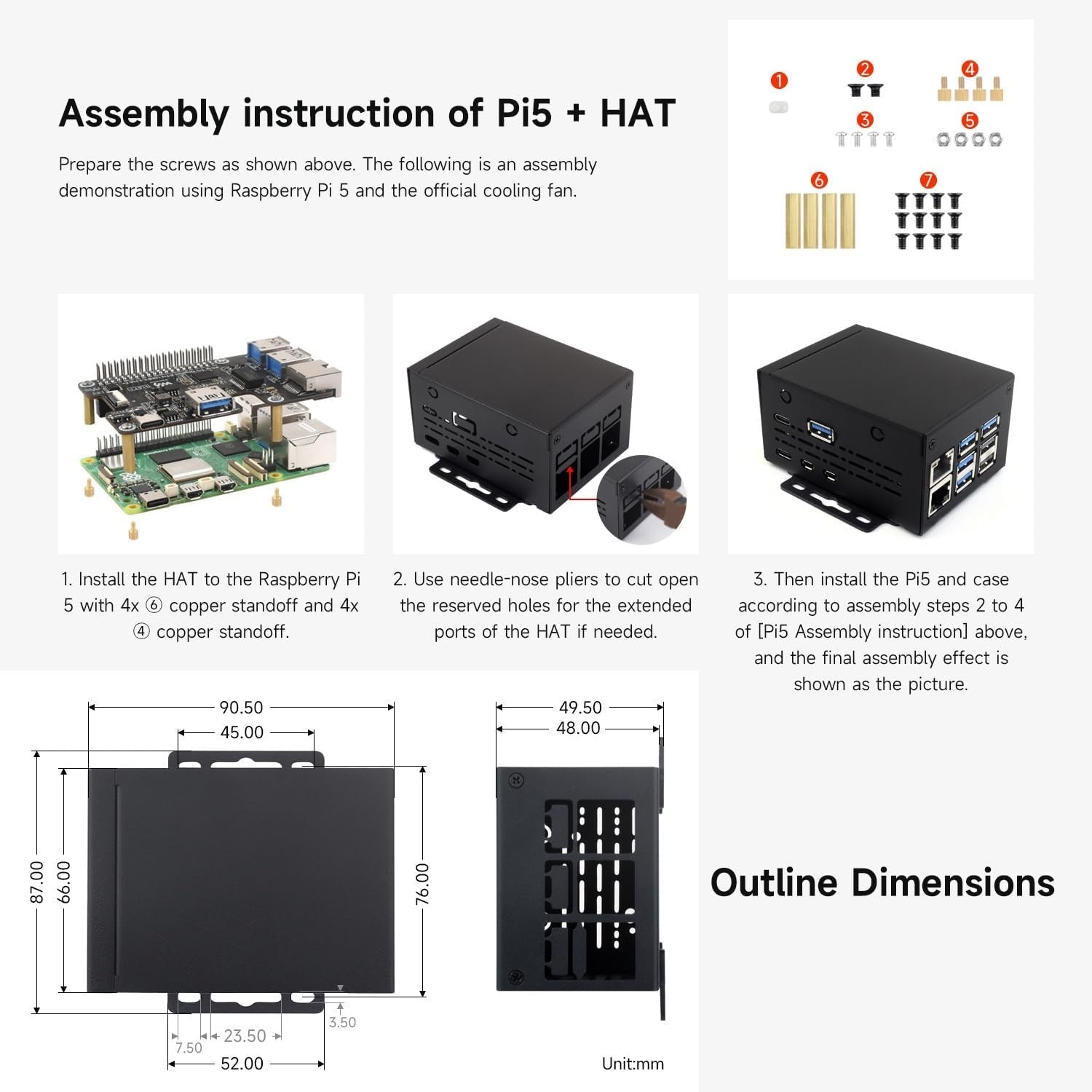 Waveshare industriellt metallchassi (D) för Raspberry Pi 5