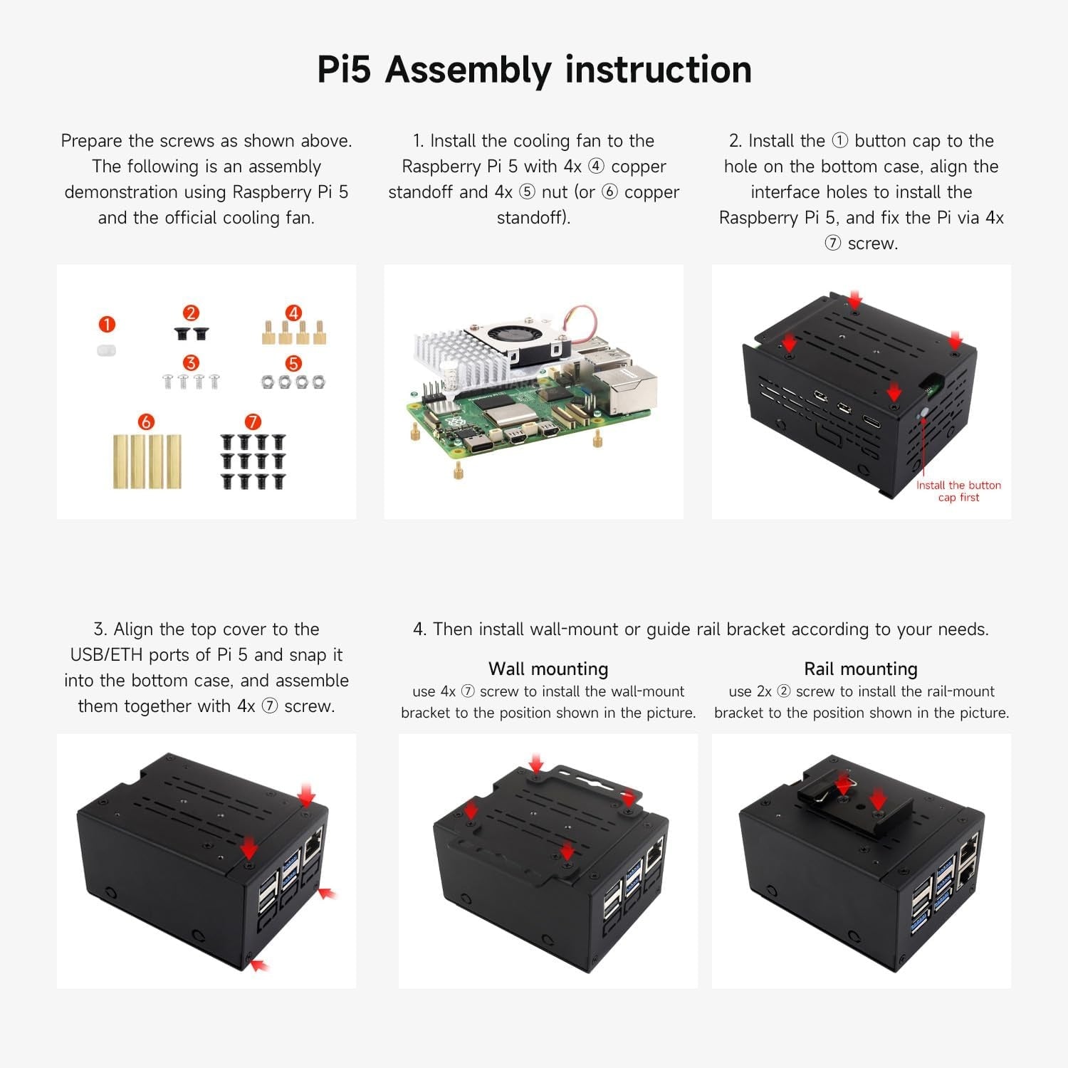 Waveshare industriellt metallchassi (D) för Raspberry Pi 5