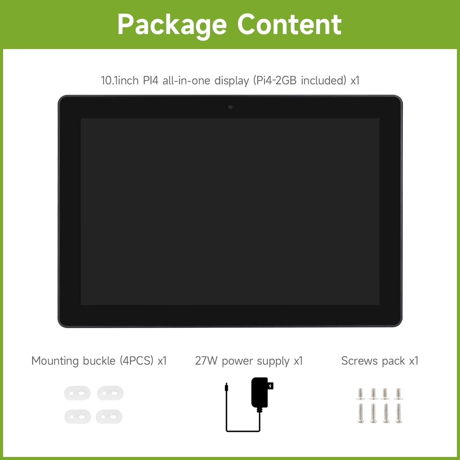 Waveshare industriell HMI allt-i-ett 10,1" pekskärm, kompatibel med Raspberry Pi 4 (ingår), stöd för dubbel 4K HDMI-utgång