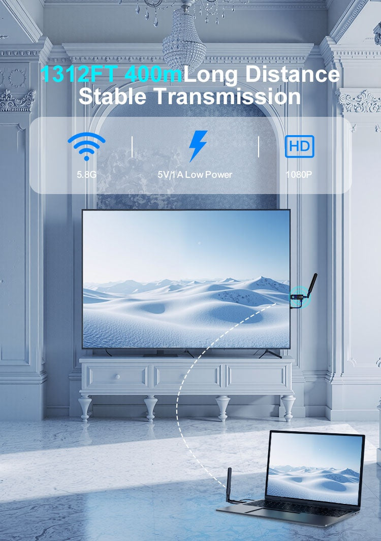Trådlös HDMI-Förlängare 5GHz 1080p 60Hz 400m