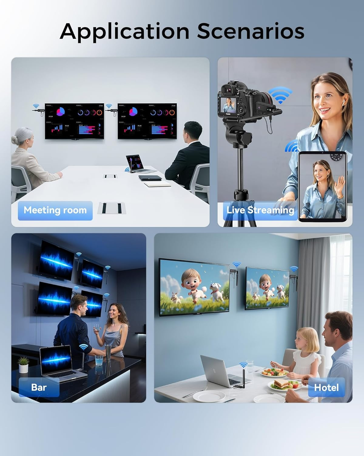 Trådlös HDMI-sändare/mottagare 1 till 2, 1080P 60Hz 400m